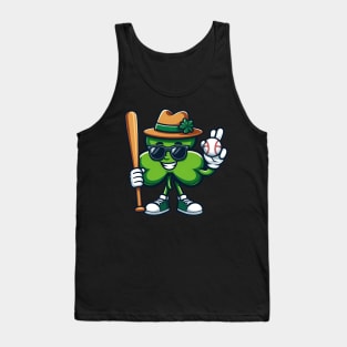 Shamrock Baseball Funny St Patricks Day Boys Kids Tank Top